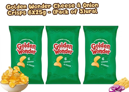 Golden Wonder Cheese & Onion Crisps 6X25g - (Pack of 3)