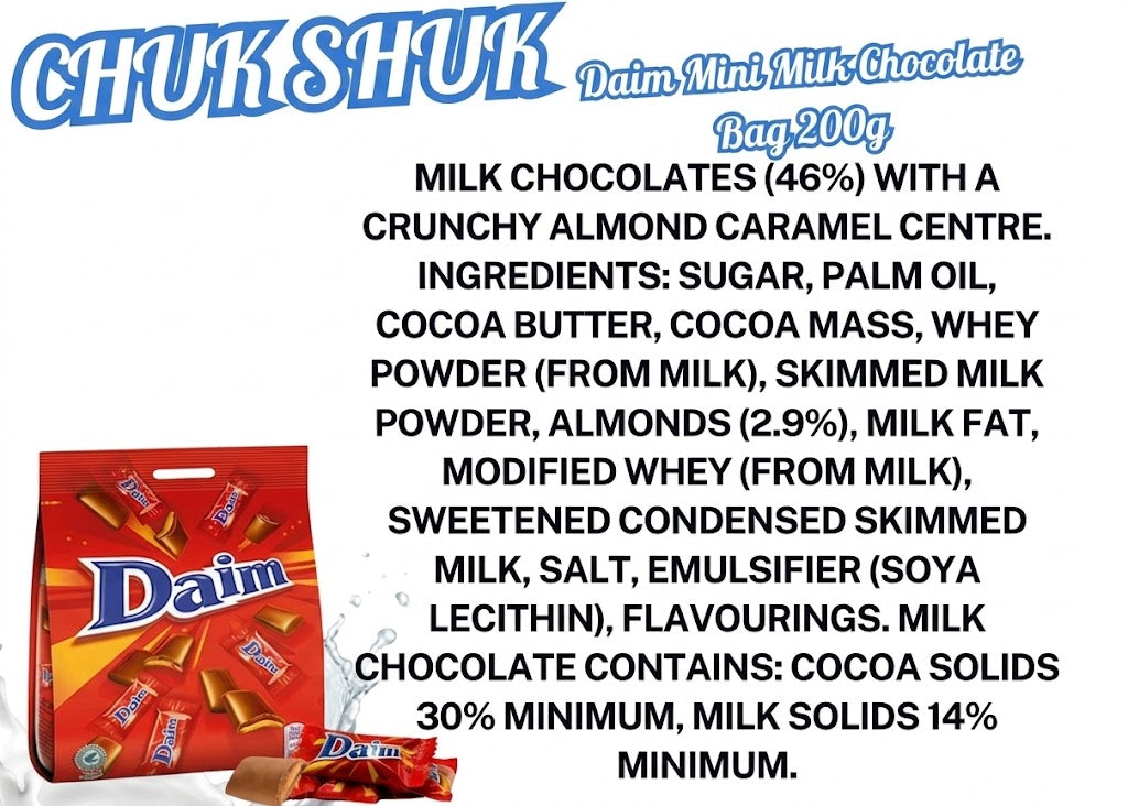 MINI DAIM BARS CHOCOLATE 200g BAG